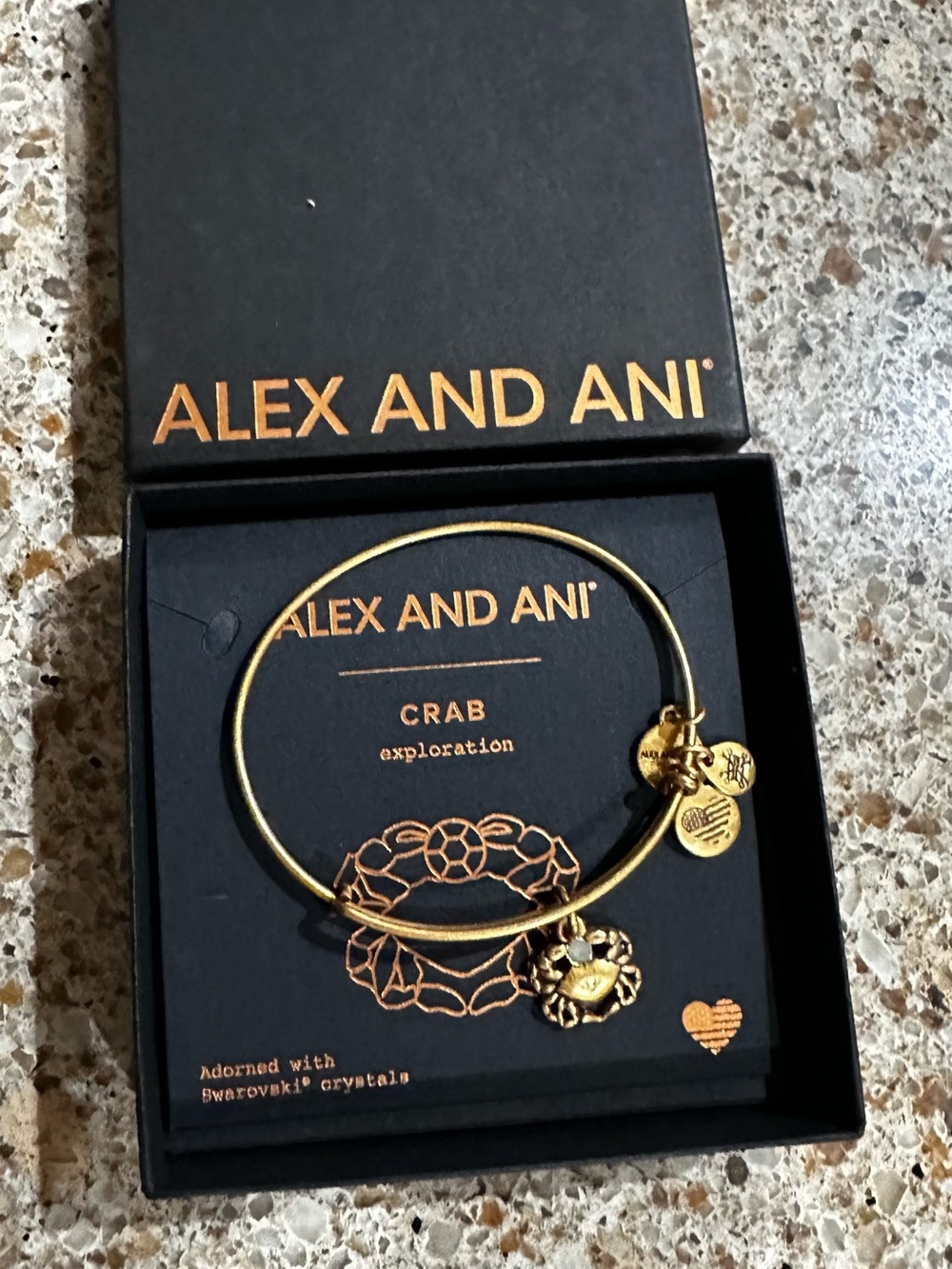 Alex and Ani Crab Exploration Swarovski Crystal Gold Bangle Bracelet